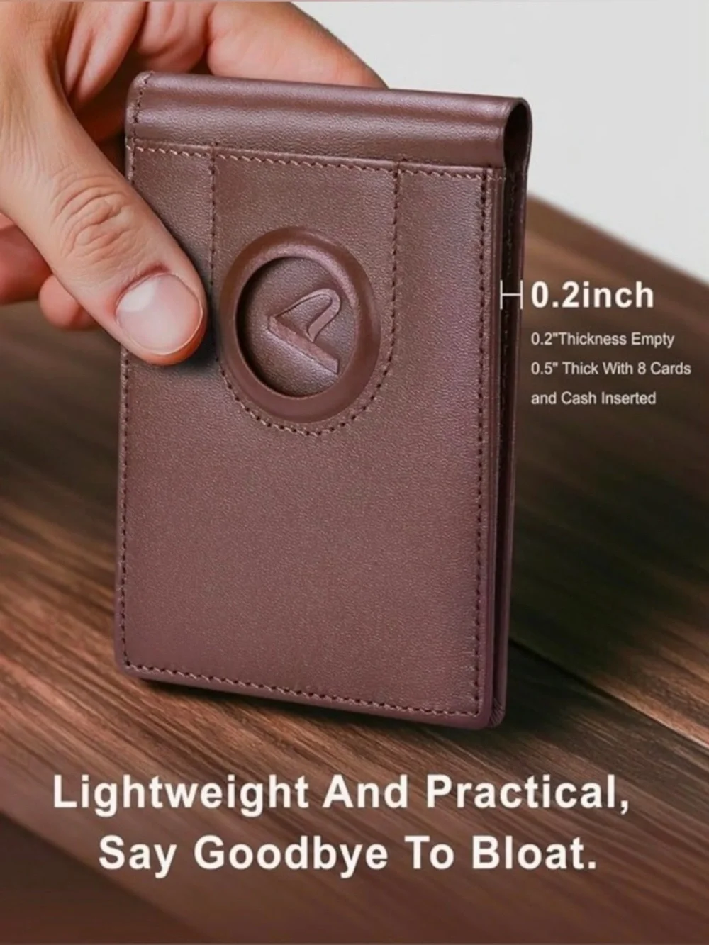 ALLIVE Men’s AirTag Wallet - Genuine Leather, Vintage Brown.